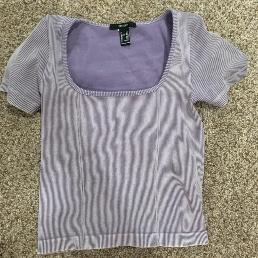 purple square neck top